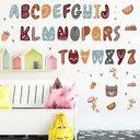 Stickers Muraux Lettres de Dessin Animé Multicolores, Décoratifs, Pelables et Amovibles, Idéals pour Salon, Chambre de Bébé et Chambre d’Enfant, Marron image 2