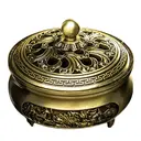 JU7CER 1PC Alloy Golden Lotus Incense Burner with Lid - Classic Style, Ideal for Christmas Home Decoration and Floor Display, Incense Holder image 0