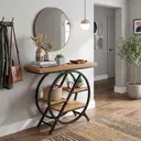 LANTINE Table console industrielle avec cadre géométrique métallique et plateau épais brun rustique - 100 cm image 3