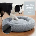 SONGMICS Fluffy Dog Bed, Cat Bed, Doughnut Cushion, Washable, Removable Padding in the Middle, Long Plush, 100 cm Diameter, Ombre Grey image 4