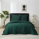 MEEALLHOME Parure de lit texturée Seersucker vert foncé - 1 housse 200 x 220 cm et 2 taies 80 x 80 cm image 2