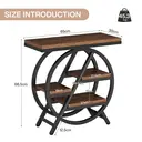 Tribesigns Coffee Side Tables, 3-Tier End Table for Living Room, Wood Sofa Side Table with Storage, Industrial Nightstand and Bedside Table with Geometric Metal Frame for Bedroom, Rustic Brown image 0