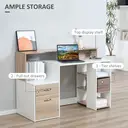HOMCOM Computer Desk with Drawers and Storage Shelves, Office Desk Writing Table with Printer Stand, Large Workstation for Study Play Work Home Office, 137 x 55 x 92cm, Oak image 5