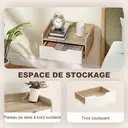 HOMCOM Lot de 2 tables de chevet murales, tables de nuit suspendues avec tiroir et plateau à rebords surélevés, style moderne, pour chambre à coucher, salon, 40 x 30 x 19,5 cm, blanc et bois naturel image 5