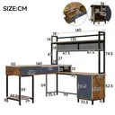 Bureau en forme de L de style industriel, construction en acier et bois, cadre en métal antirouille, avec tiroirs, noir + teinte bois. image 4