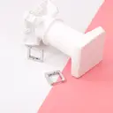 Silver Tone Stainless Steel Square Hoop Earrings, 14mm Minimalist Rectangular Huggie Hoops image 1