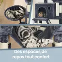 SONGMICS Arbre à chat hauteur 206 cm avec 13 griffoirs, 2 plateformes, 2 niches et panier, hamac, pompon - Gris anthracite image 5