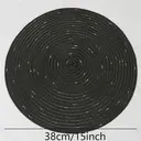 Lot de 6 sets de table ronds en polyester et coton tissé effet pailleté, diamètre de 38 cm - Noir image 5