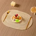 Lot de 6 sets de table ovales tressés 30 x 45 cm - Café au lait image 3