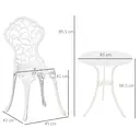 Outsunny 3 Pcs Aluminium Bistro Set Garden Furniture Dining Table Chairs Antique Outdoor Seat Patio Seater White image 2