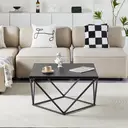 CLIPOP Wooden Coffee Table for Living Room, Centre Table with Metal Frame for Home Office Furniture Modern Black image 2