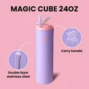 Bottle Bottle Lilac 700ml (24oz) Stainless Steel Insulated Water Bottle with Straw, Lid, and Handle, Suitable For Men And Women For Sports, Travel, And Gym Use image 4