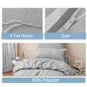 LeBonsoir Parure de lit brossée avec 1 housse de couette 140 x 200 cm et 1 taie d’oreiller 65 x 65 cm, avec fermeture éclair - Gris clair image 5