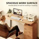 HOMCOM Computer Desk, Writing Desk with Metal Legs, Cabinet, Drawerand Adjustable Shelf, Work Table for Study Home Office, 135L x 60W x 75H cm, Natural Wood Finish image 3