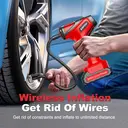 EAFC Gonfleur de pneus sans fil 150 bars avec batterie au lithium 30 Wh, gonflage rapide en 3 min, pompe à air rapide 21 V, 4 modes prédéfinis pour voiture/moto/vélo/ballon, écran numérique et lampe LED d’urgence image 2