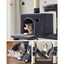 SONGMICS Arbre à chat hauteur 206 cm avec 13 griffoirs, 2 plateformes, 2 niches et panier, hamac, pompon - Gris anthracite image 9