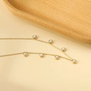 18K PVD Gold Stainless Steel Half-Pearl Station Necklace, 40+5cm Dainty Beaded Choker image 2