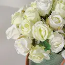 Yuejia 12Pcs 10.6in/26.92cmArtificial Roses Single Stem Fake Silk Flower Arrangement Bridal Bouquet Real Touch for Home Party Wedding Decoration(white green) image 5