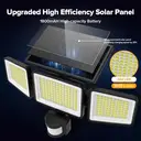 UME Solar Outdoor Lights 302 LED 3000LM, IP65 Waterproof Motion Sensor Outdoor Lights, 3 Heads Solar Security Flood Lights 270 Wide Lighting Angle with 3 Modes for Garden Patio Yard - 2 Pack image 1
