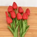 Wei's Moment 7Pcs Artificial Tulips Flowers 
Fake Flowers Latex Tulips Real Touch for Party Home Wedding Decoration and DIY Decor, Multicolor Red image 1
