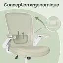 Ochama x SONGMICS Chaise de bureau ergonomique, fauteuil pivotant avec dossier, soutien lombaire et appui-tête, fonction bascule, assise large de 53 cm, beige image 6