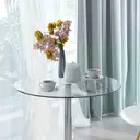 HOMCOM Round Bar Table, Modern Dining Table with Tempered Glass Top and Steel Frame for 2, Easy Assembly for Breakfast Bar, Dining Room, 70 x 70 x 74.5cm, Clear image 8