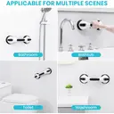 TAILI Poignées de douche pour personnes âgées à ventouse, lot de 2 barres d'appui de douche de 12 pouces pour seniors, barres d'appui pour baignoires et douches, poignée de sécurité amovible sans perçage, Noir image 6