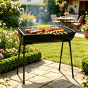 Großer Holzkohlegrill, 70 cm hoch, tragbarer BBQ-Grill mit 59,5 x 29 cm Grillfläche, einfacher Outdoor-Grill für Terrasse, Garten, Hinterhof, Camping & Picknick image 4