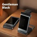 Rexsun 3 in 1 Foldable Wireless Charging Station, Aluminum Alloy Wireless Charger Stand for Multiple Apple Devices - Travel Size for iPhone, Apple Watch, AirPods, Adapter Not Included, T8, Black image 7