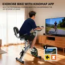 Vélo d’appartement pliant gain de place, résistance magnétique à 16 niveaux, capacité de charge 320 lb, dossier rembourré, salle de sport à domicile multifonctionnelle avec bandes de résistance et moniteur de fréquence cardiaque image 5