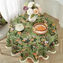 Bird and Floral Pattern Table Cloth Boho Style Jacquard Table Cover for Kitchen Dining Vintage Washable Round 55 Inch Tablecloth with Tassels image 2
