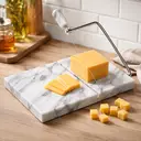 Maison by Premier White Marble Cheese Board with Slicer, Natural Marble Serving Board with Built-In Stainless Wire Cutter image 1