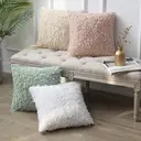 Phantoscope Mirror Collection, Feather-Effect Velvet-Style Cushion Covers, for Sofa, Bed & Chair, Light Beige, 18 x 18 inches (45 x 45 cm) image 2