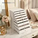 SONGMICSHOME  Jewellery Box, 8-Tier Jewellery Organiser with Drawers, Large Capacity, Jewellery Storage, Modern Style, Gift for Loved Ones, Cloud White image 2