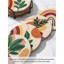 JU7CER 6-Piece Diamond Painting Coaster Set with Stand - Abstract Plant Diamond Art | Adult Beginner Craft Supplies 4×4 Inches (10×10cm) image 1