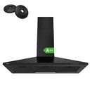 CIARRA Hotte murale noir mat, débit d'air 370 m³/h, classe énergétique A++, évacuation et recyclage, 3 vitesses - 90 cm image 0