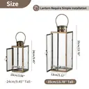 Lanterne décorative à suspendre en métal et verre vintage or - 35 cm image 1