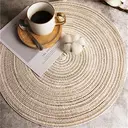 Lot de 6 sets de table ronds en polyester et coton tissé effet pailleté, diamètre de 38 cm - Brun clair image 3