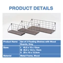 KEVAHOME GREY METAL WIRE WALL SHELF W GREY BOARD S/3  L:18X6X6 M:14X5X6 S:11.5X4X5, New Year Sale , Top gift picks image 4