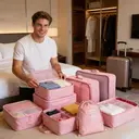 VoxorAI Pink Travel Bag/Travel Pouch/Clothing Storage Bag/Toiletry Bag - 8-Piece Travel Organizer Set image 4