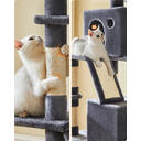 SONGMICS Arbre à chat hauteur 206 cm avec 13 griffoirs, 2 plateformes, 2 niches et panier, hamac, pompon - Gris anthracite image 8