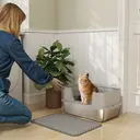 PawHut Stainless Steel Litter Box, High Sided Cat Litter Tray with Metal Scoop, Mat, Never Absorbs Odors, Anti Leakage & Easy to Clean, Pet Toilet for Big Cats, Grey image 1