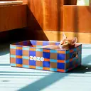 ZEZE Large Plaid Cat House Blue Brown, with Scratcher, Enclosed Cat Cave Bed image 1