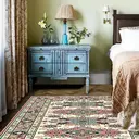 Boho Vintage Floral rugs, Non - Slip, Persian - Style Ornate Pattern, Soft & Durable, Ideal for Entryway, Adds Elegant Charm to Home Decor,Red,72*107.8inch image 4