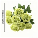 Yuejia Décoration bouquet de roses artificielles en soie 48 cm - Vert image 1