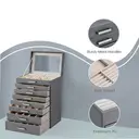 SONGMICSHOME  Large Jewellery Organiser, 8-Tier Jewellery Box with Mirror, 7 Drawers, Modern Storage Case, Gift Idea, Dark Grey image 7
