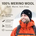 TOP-EX 100% Merino Wool Beanie Fleece Lined Hat Watch Cap for Cold Weather Winter Warm M/L Grey image 2