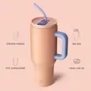 Bottle Bottle 40oz Stainless Steel Vacuum Tumbler with Handle & Straw, Peach image 2
