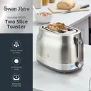 Swan Retro Revive 2 Slice Toaster, Hidden Cord Storage, Vintage, Variable Width Slots, 930W, Stainless Steel - ST19028SS image 1