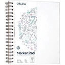 Ohuhu Double-Sided Marker Pads Art Sketchbook Bleedproof - 5.5"x8.5" Small Paper Size - 90 lb/150 gsm Smooth Drawing Paper - 60 Sheets/120 Pages, Spiral Bound Sketching Book for Alcohol Markers Paints image 0